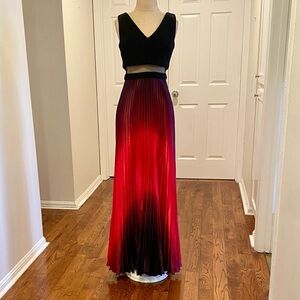 Betsy & Adam Black and Red Gradient Maxi Dress